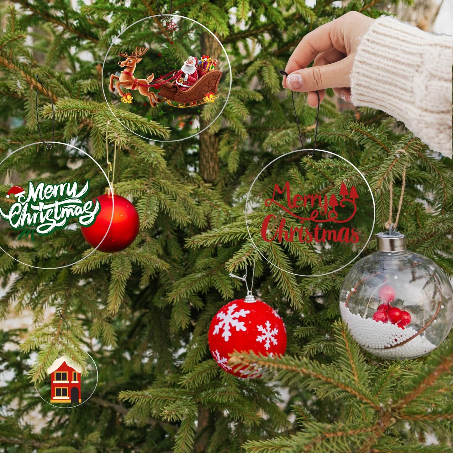 Mezchi 100 Pcs 4 Inch Round Acrylic Blanks Ornament, Clear Disc Circle with Holes, Acrylic Keychain Blanks for DIY Projects, Vinyl, Christmas Decor, Engraving, Painting, Monthly Milestones