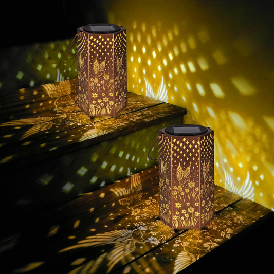 2 Pack Hummingbird Solar Lanterns Outdoor Waterproof - Mothers Day Gifts for Mom Grandma, Birthday Gifts for Women, Solar Lights Outdoor Garden Decor for Outside
