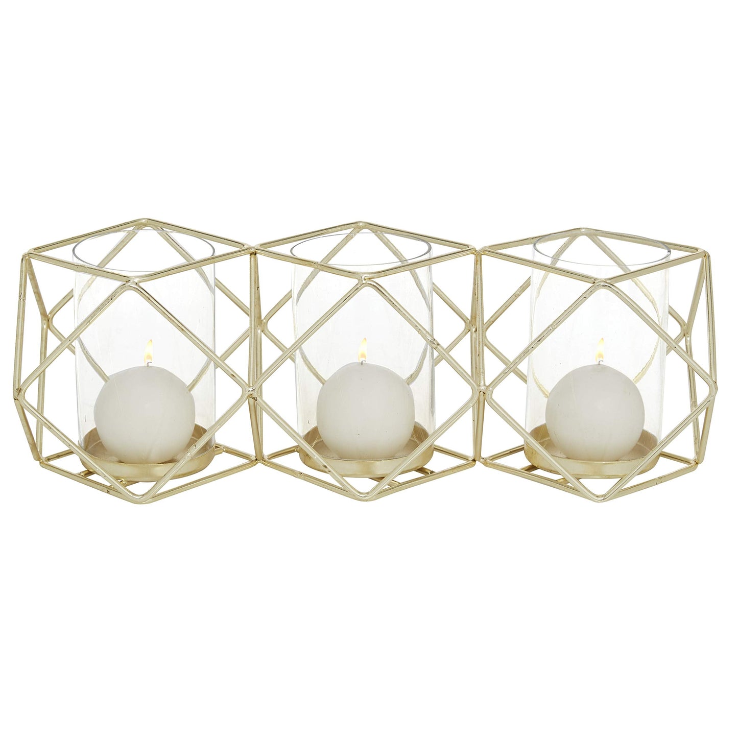 Deco 79 Modern Metal Solid Candle Holder, 15" x 5" x 5", Gold