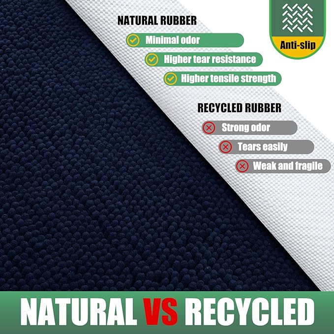 IM HOME Chenille Absorbent Outdoor Doormat 48" x 30", Washable Muddy Door Mats for Dog Non Slip Indoor Doormat Dog Mat for Muddy Paw Front Inside Doormats for Entryway Navy Blue