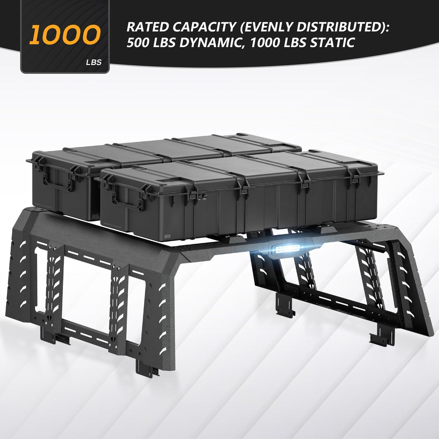 YZONA 22" High Overland Bed Racks Truck Cargo Carrier Compatible with 2020-2026 Gladiator JT with LED Lights and Bed Rails, Full-Size Truck Rear Ladder Rack Back Cross Bars