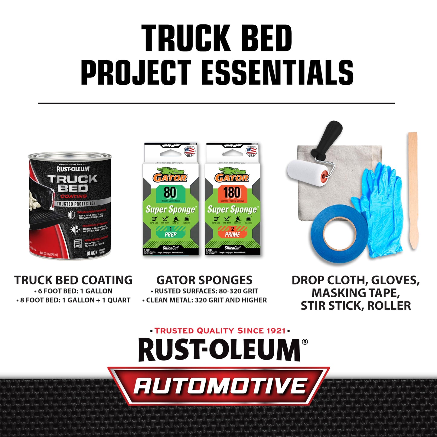 Rust-Oleum 342668-4PK Truck Bed Coating, Quart, Black, 4 Pack