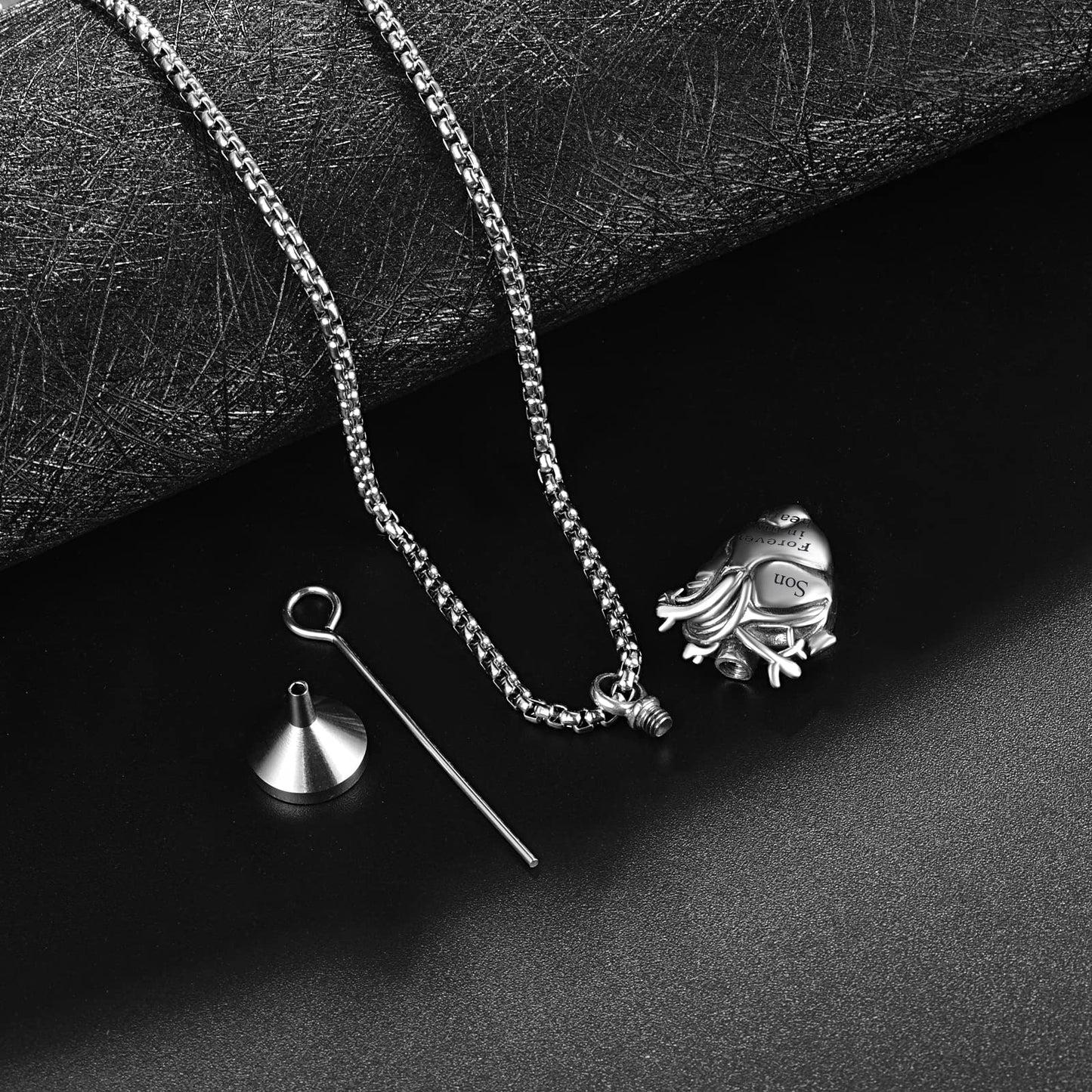 Anatomical Heart Urn Necklaces for Ashes Sterling Silver Ash Pendants Cremation Jewelry Son Keepsake Pendant Memorial Jewelry Gifts for Loss of Son