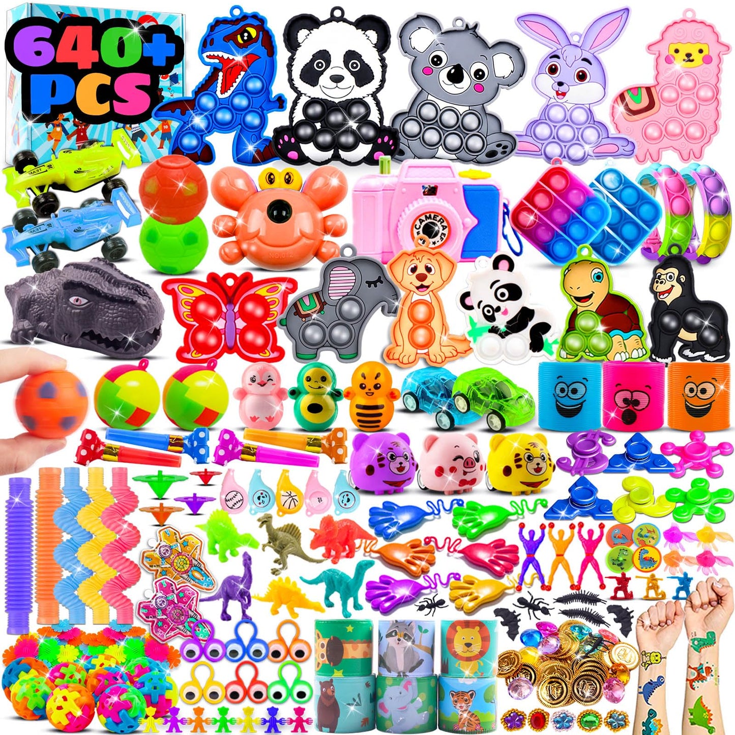 Kiss Monkey Party Favors for Kids 8-12 4-8, 640 PCS Fidget Toys Bulk, Prize Treasure Box Toys for Classroom, Goodie Bags Stuffers for Kids, Birthday Gifts, Carnival Prize, Pinata Stuffers