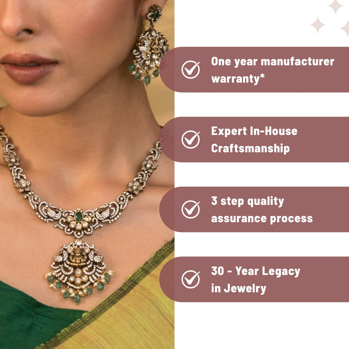 TARINIKA Atreyi Nakshatra CZ Short Necklace Set - Indian Jewelry Sets for Women | Perfect for Ethnic Occasions | Traditional Indian necklace | 1 Year Warranty*