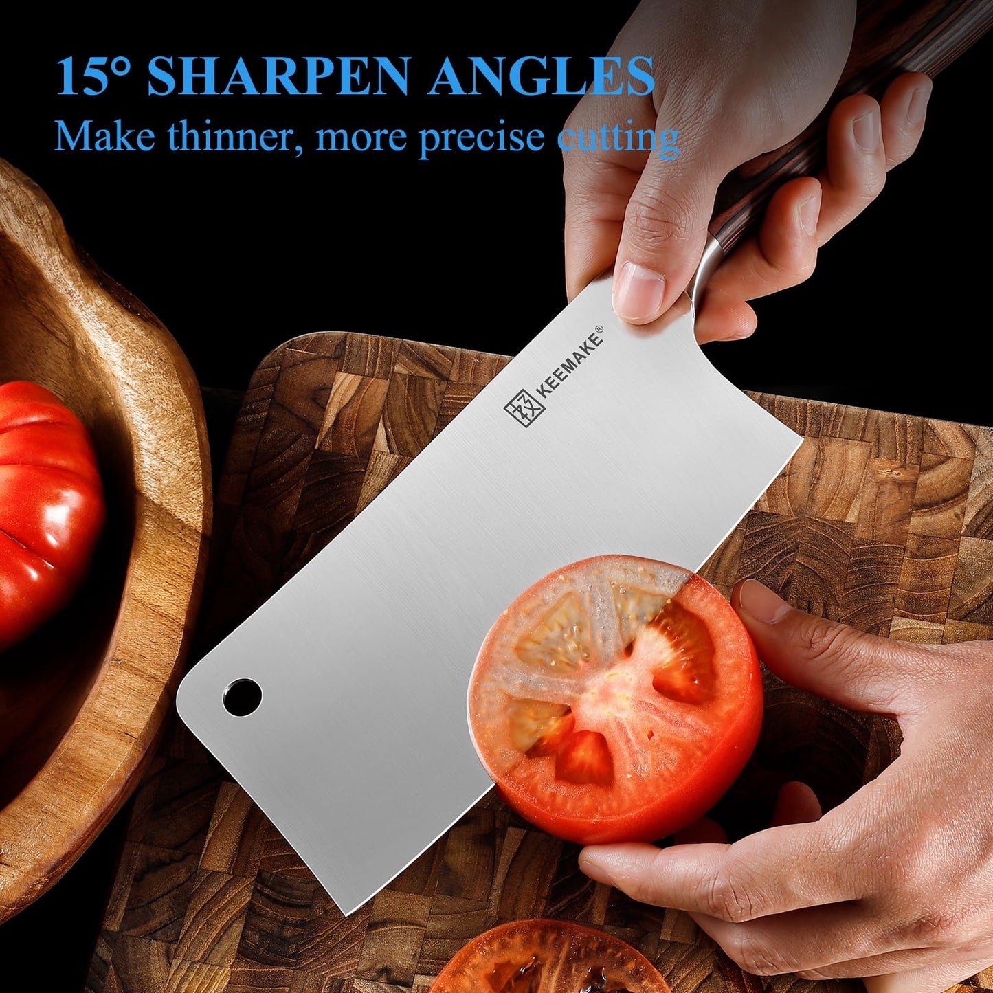 KEEMAKE Cleaver Meat Knife 7 inch, Heavy Duty with German High Carbon Stainless Steel 1.4116 Chopper Vegetable Knife with Ergonomic Pakkawood Handle Gift Box