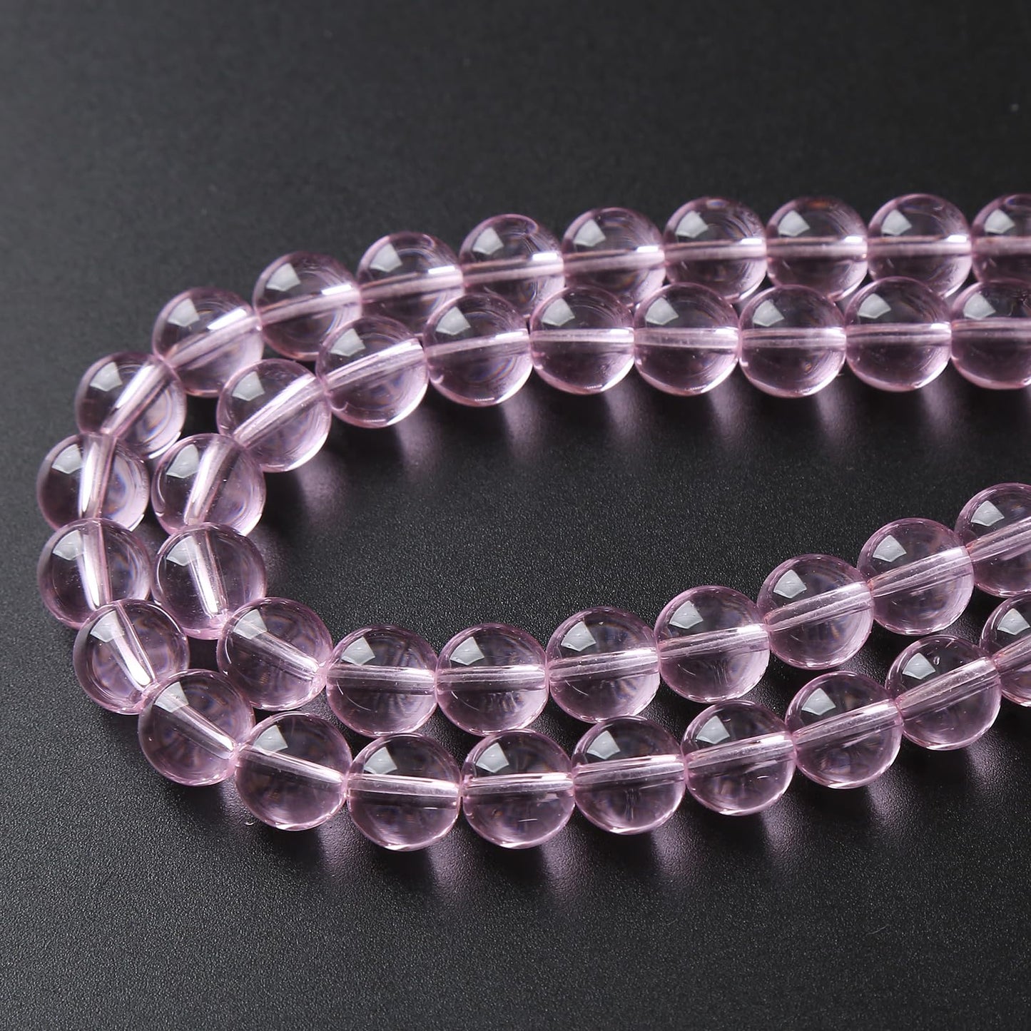 10mm 38pcs Smooth Rose Pink Glass Beads Quartz Crystal Round Loose Beads for Jewelry Making DIY Bracelet Necklace