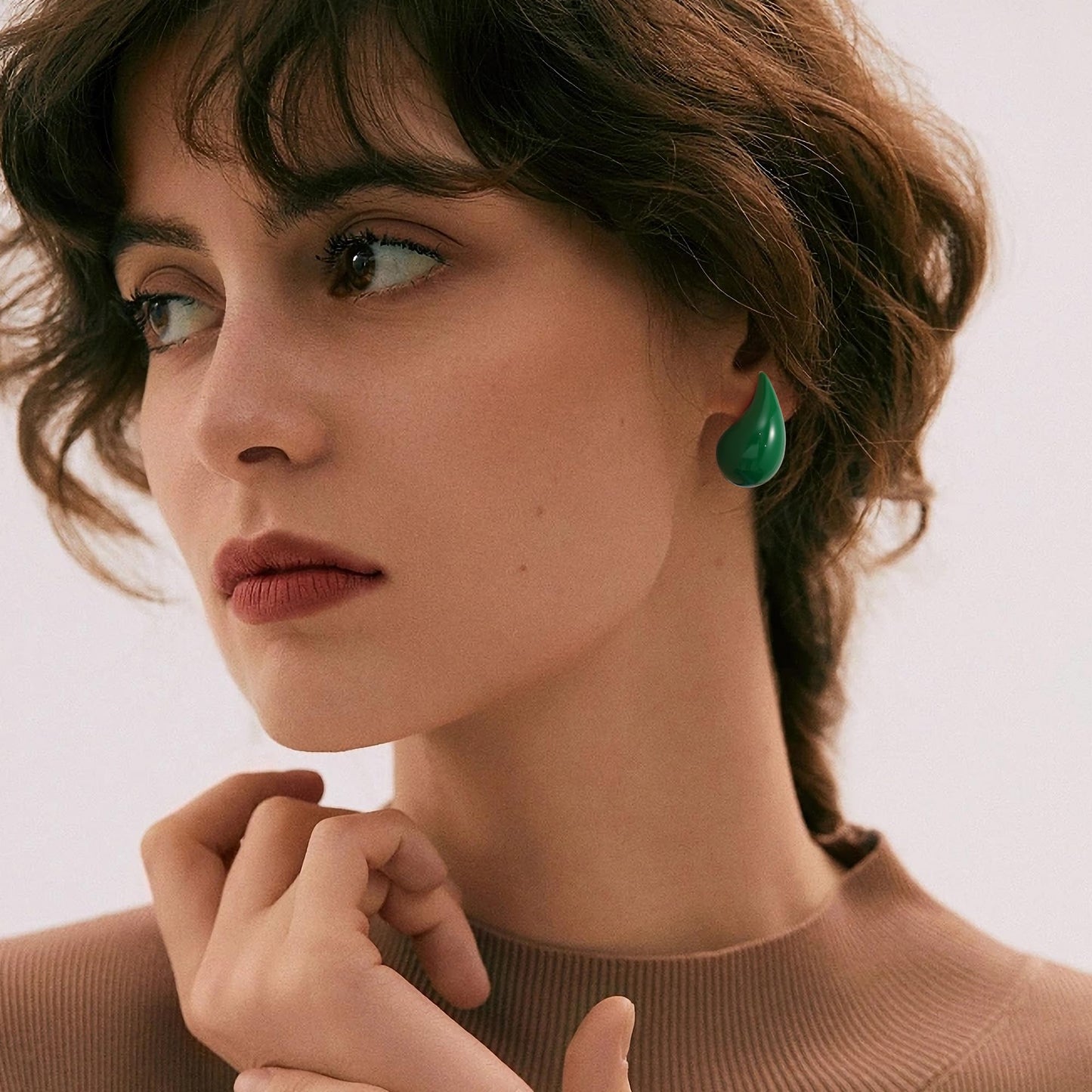 Gacimy Green Teardrop Earrings Dupes for Women, Chunky Drop Earrings for Women with 925 Sterling Silver Post, 1 Inches Green