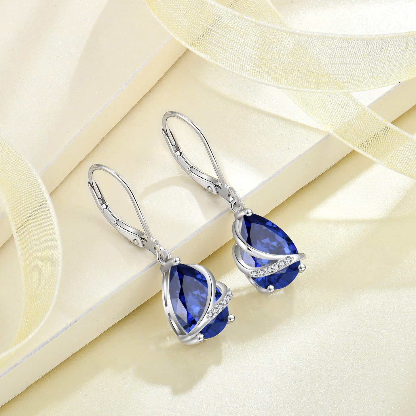 Rocayi December Birthstone Dangle Drop Earrings for Women 925 Sterling Silver Tanzanite Earrings Teardrop Leverback Jewelry Gifts for Wife Girlfriend Mother Daughter Her