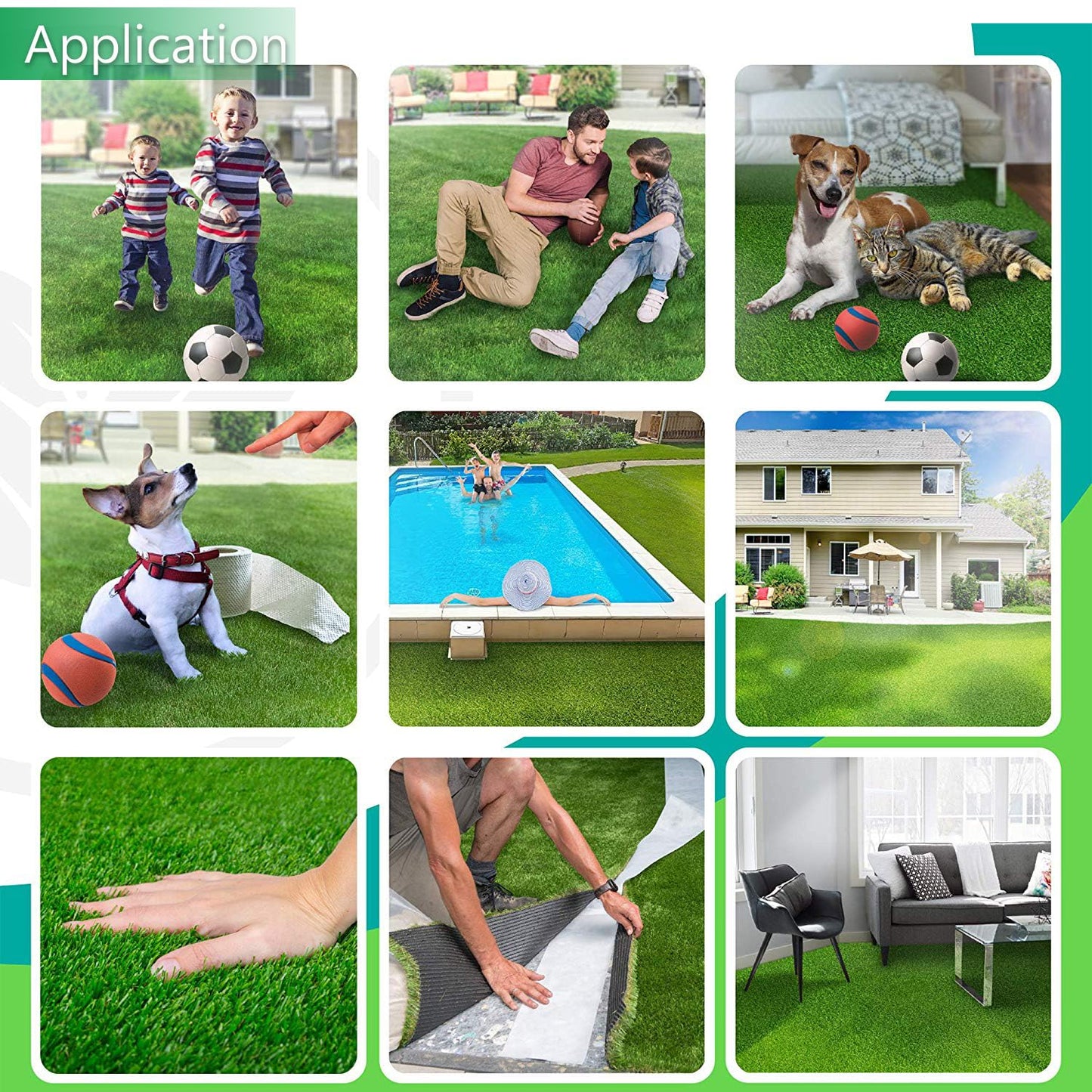 Petgrow Realistic Synthetic Artificial Grass Turf 0.8inch,Thick Faux Fake Grass Indoor Outdoor Landscape Lawn Pet Dog Turf Carpet for Garden Backyard Balcony