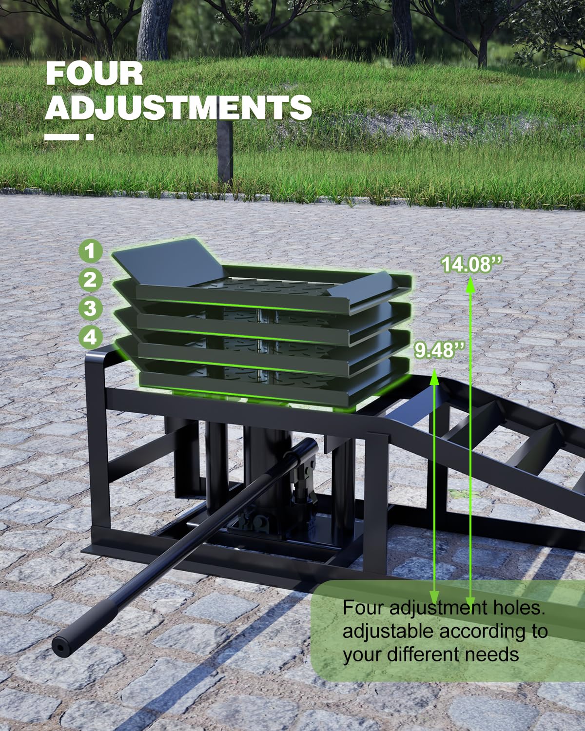 Hydraulic Car Ramps 5T 11000lbs Low Pro-File Car Lift Service Ramps Truck Trailer Garage, 4-Level Height Adjustment, Lift Height 11.61-16.21 Inches, 2 Pack