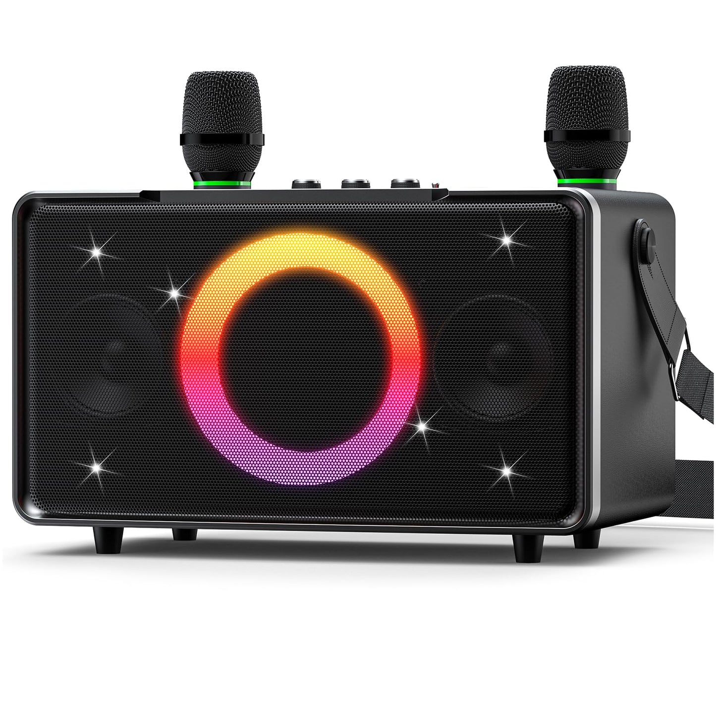 GFEEN Portable Bluetooth Speaker: 200W Peak, Deep Bass, 15H Playtime, Large Party Wireless Speakers, Powerful Loud Sound, Light Show, Fast Charging for Outdoor, Backyard, Home(Silver with 2Mic)
