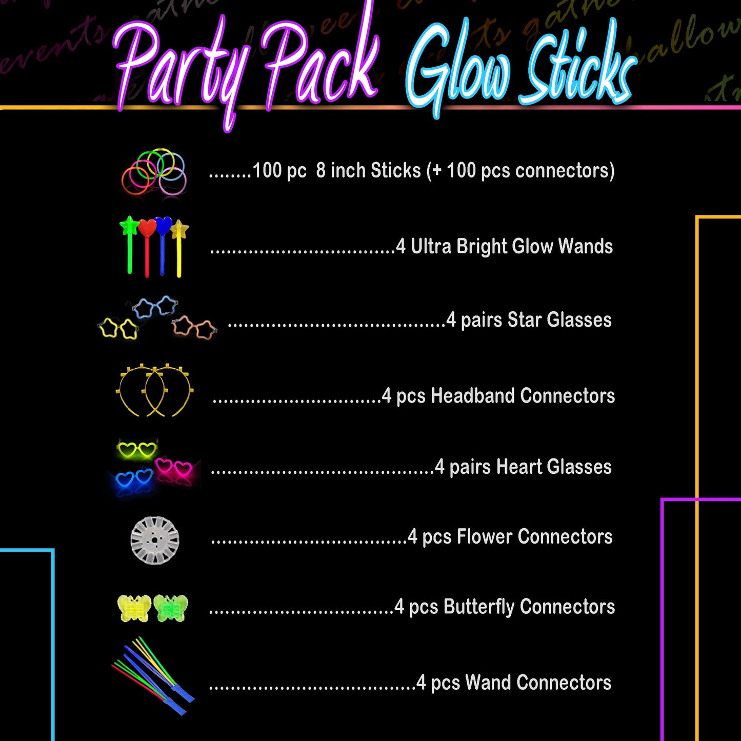 248 PCS Glow Sticks Halloween Party Pack - 100 Pcs 8 Inch Glow sticks, 6 Pcs Glow Sticks Wands – Create Glow In The Dark Necklaces, Bracelets. Neon Light Sticks Decoration For Parties Favors Glow