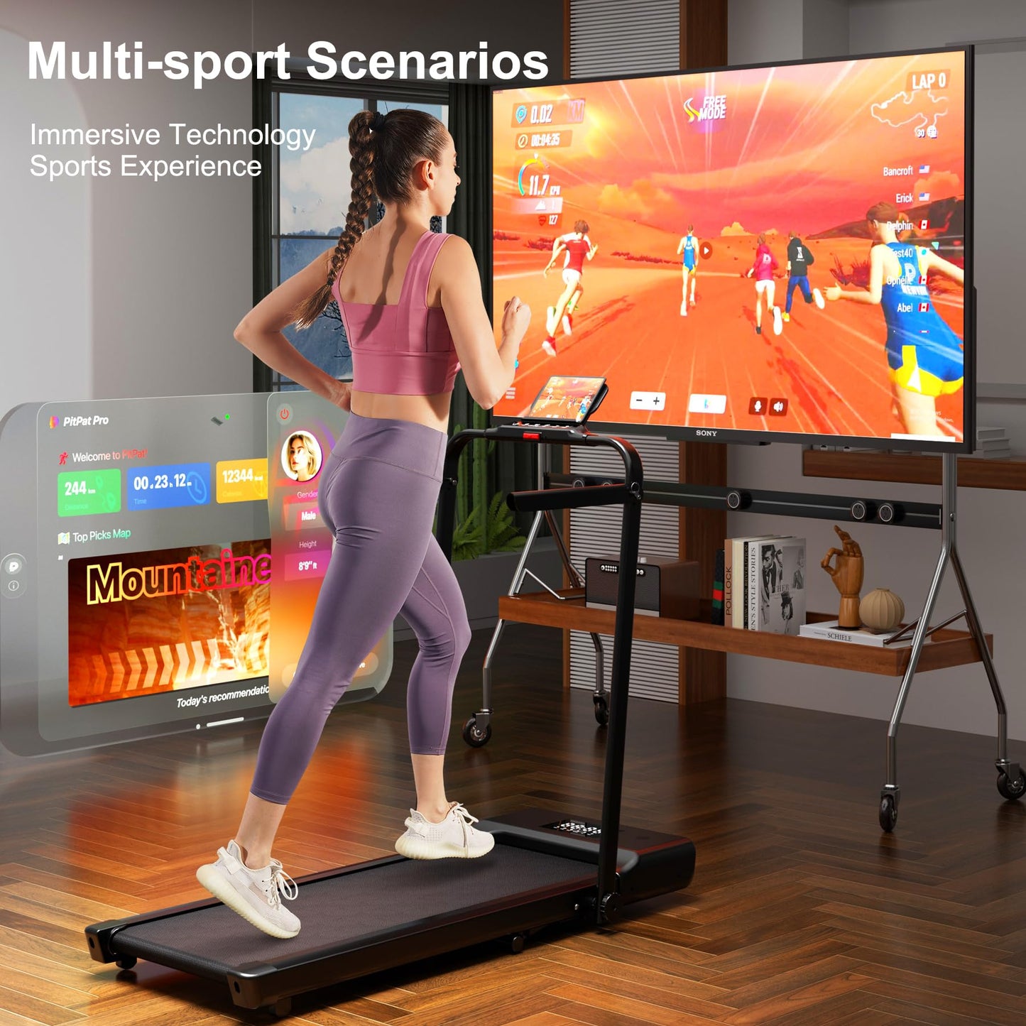 Walking Pad Treadmill with Incline, Portable Folding Walking Pad with Handle bar, Under Desk Walking Pad Treadmill for Home Small Space 300 lbs Capacity and Low Noise
