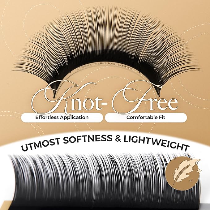 LASHVIEW 0.20 Thickness Silk Fake Eyelash D Curl 12mm Extensions Thick Lashes Natural Individual Semi-Permanent Eyelashes Application for Professional Salon Use