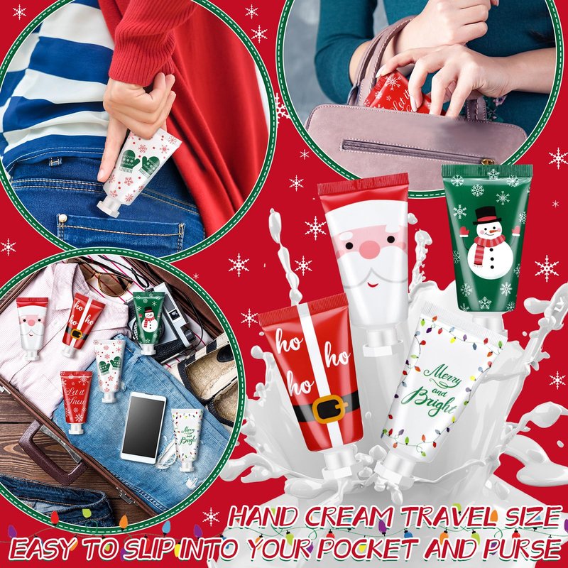 48 Pieces Secret Santa Gift Set: Mini Christmas Hand Cream Travel Size Lotion Bulk Holiday Stocking Stuffers Appreciation Gifts for Women Employee Coworker Staff 30ml 6 Natural Plant Fragrance