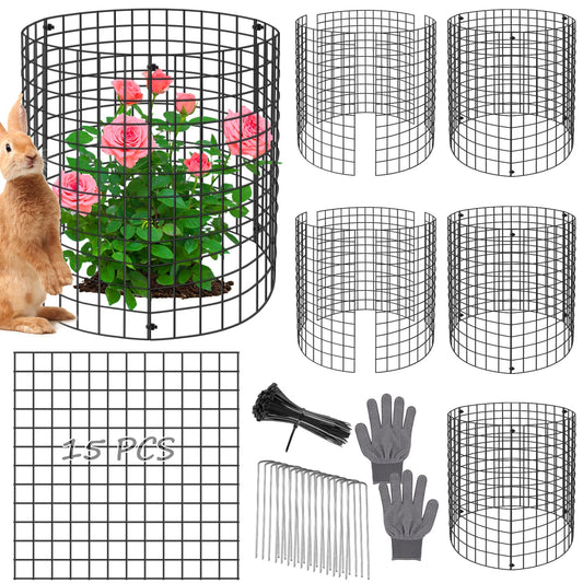 Aifanss Plant Protectors from Animals, 15pcs 12x12 Inch Metal Plant Cages for Garden Vegetables Protectors to Keep Chicken Bunny Squirrel Out, Wire Chicken Wire Cloche with Zip Ties and Stakes