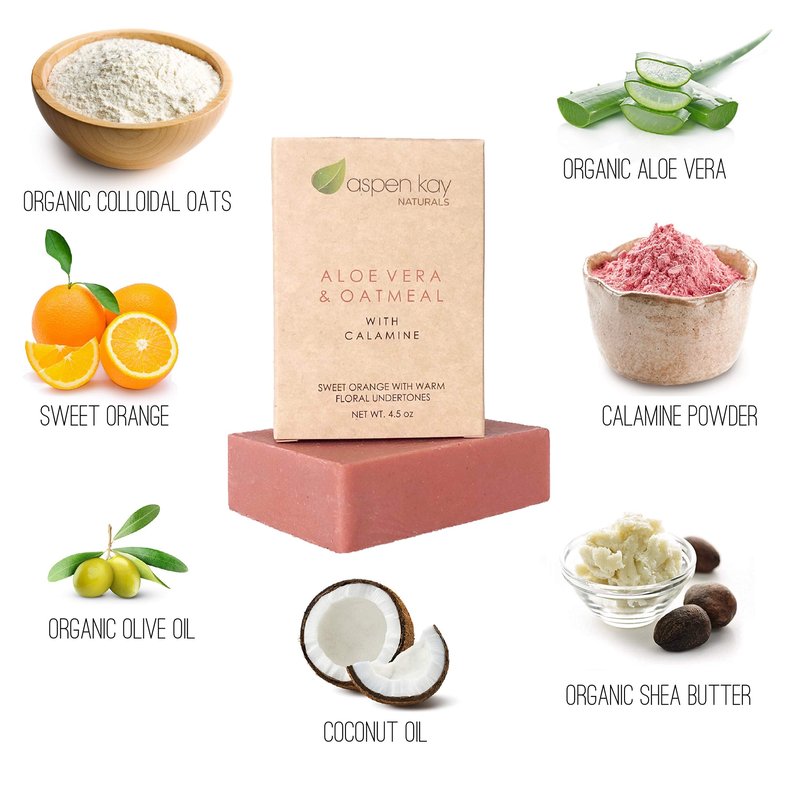 Aspen Kay Naturals Soap Set - Made with Natural and Organic Ingredients. Gentle Soap. 1 Arnica & Mint - 1 Calamine Soap – 1 Calendula Soap - 4.5oz Bar