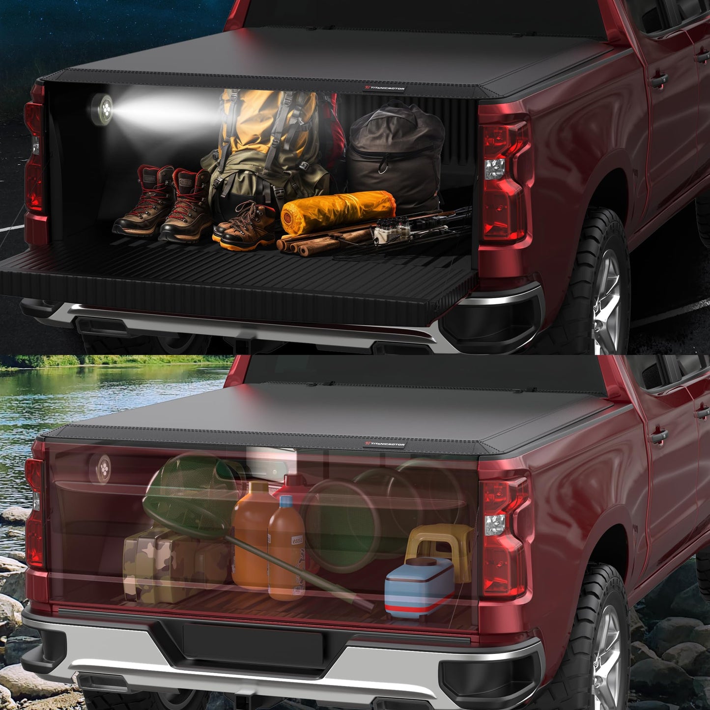TITANICMOTOR Soft Tri Fold Truck Bed Tonneau Cover Compatible for 2016-2023 Toyota Tacoma 3-Fold 5FT 60.5Inch