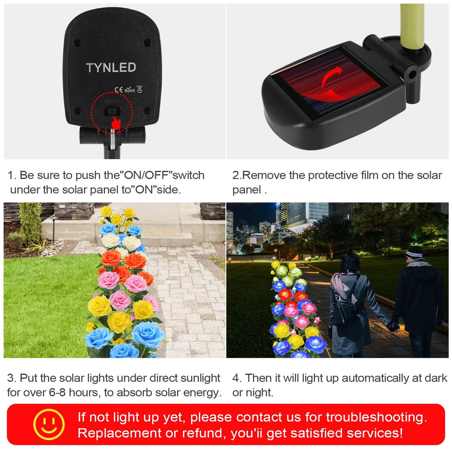 Outdoor Solar Garden Stake Lights,Upgraded LED Solar Powered Light with 6 Rose Flowers, Waterproof Solar Decorative Lights for Patio Pathway Courtyard Garden Lawn