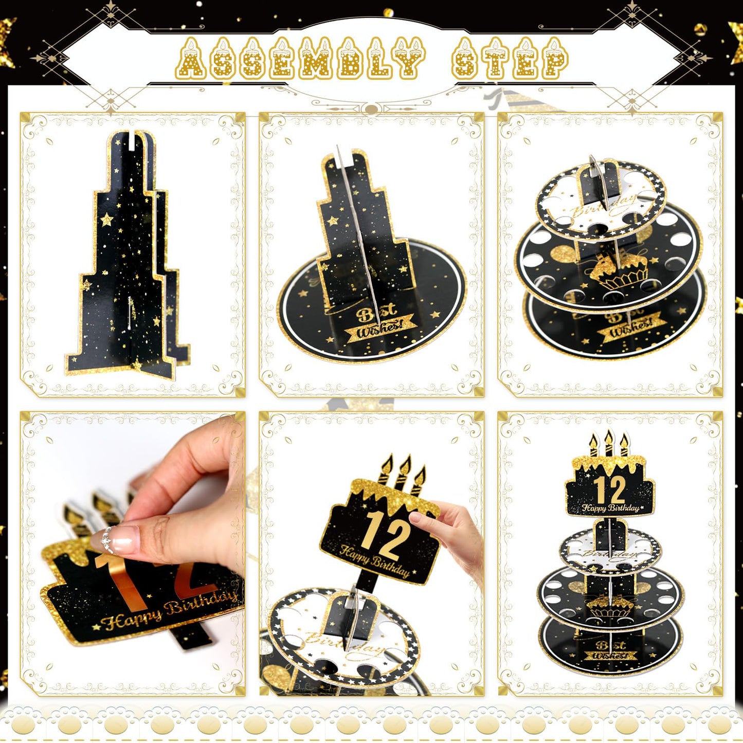 Crafterlife Birthday Cash Cake for Birthday Gifts, Money Holder Stand Ideas for Give Cash Gift, Surprise Personalized Money Box with 0-9stickers Variable Age for Her Him Birthdays Party Decorations
