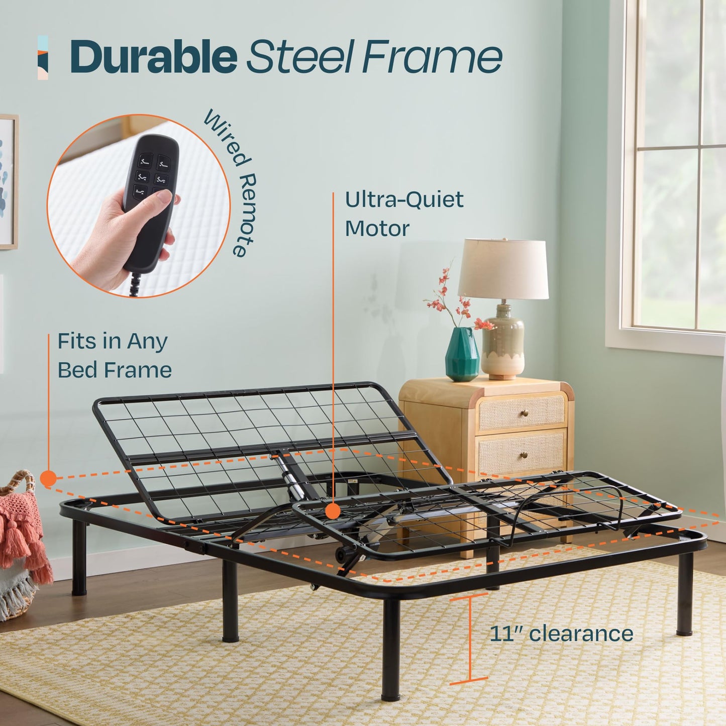 Linenspa Adjustable Bed Frame - Independent Head and Foot Incline - Powerful Quiet Motor - Easy Toolless Assembly - Lounge - Watch TV - Working - Reading - Ergonomic - Electric Bed Base - Queen Size