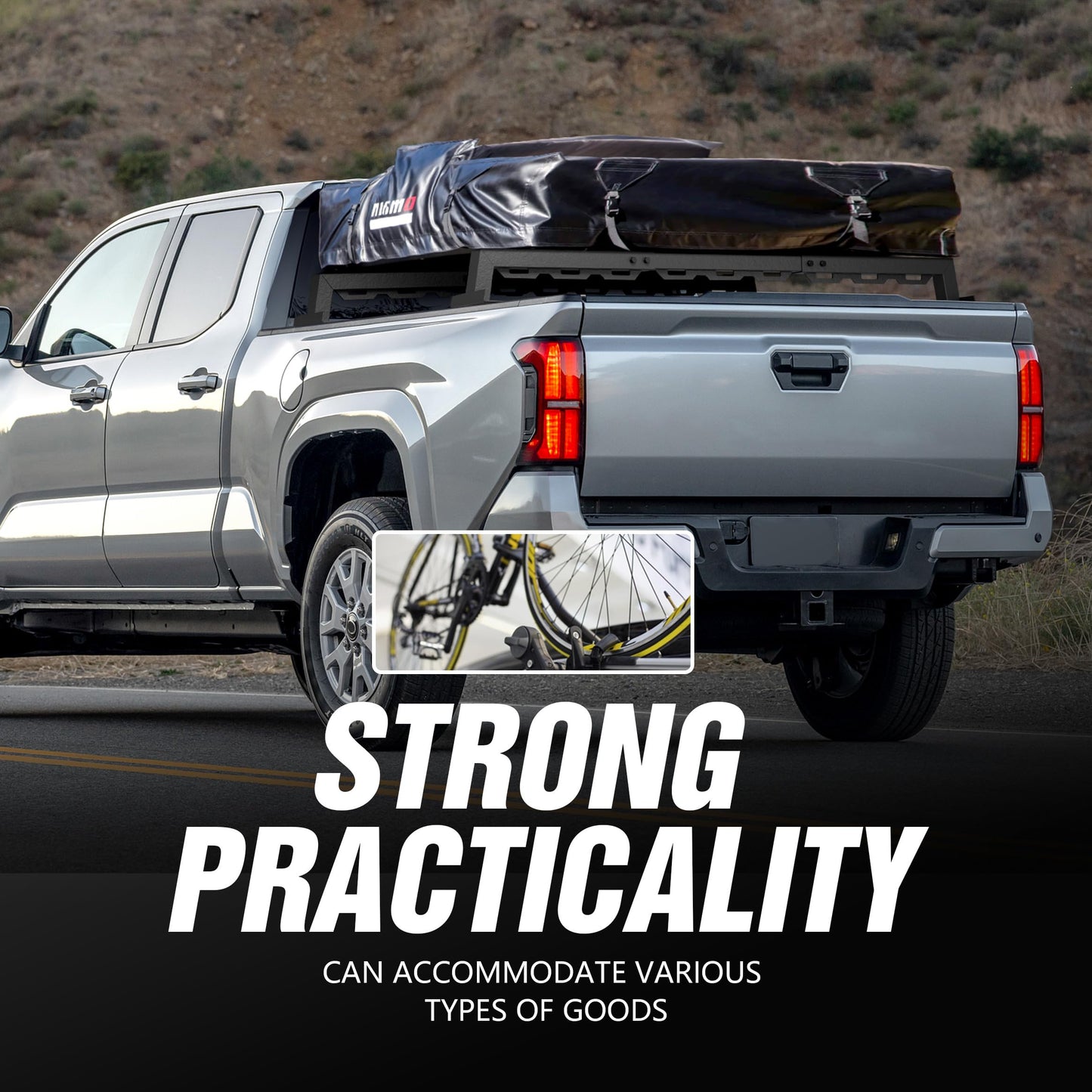 YZONA Truck Bed Rack with 2 Cross Bars Cargo Carrier Truck Rack Compatible with Silverado/Sierra/Ram/Ford F-Series/Tacoma/Tundra/Titan/Frontier/Colorado/Canyon/Gladiator JT, Ladder Cargo Rack