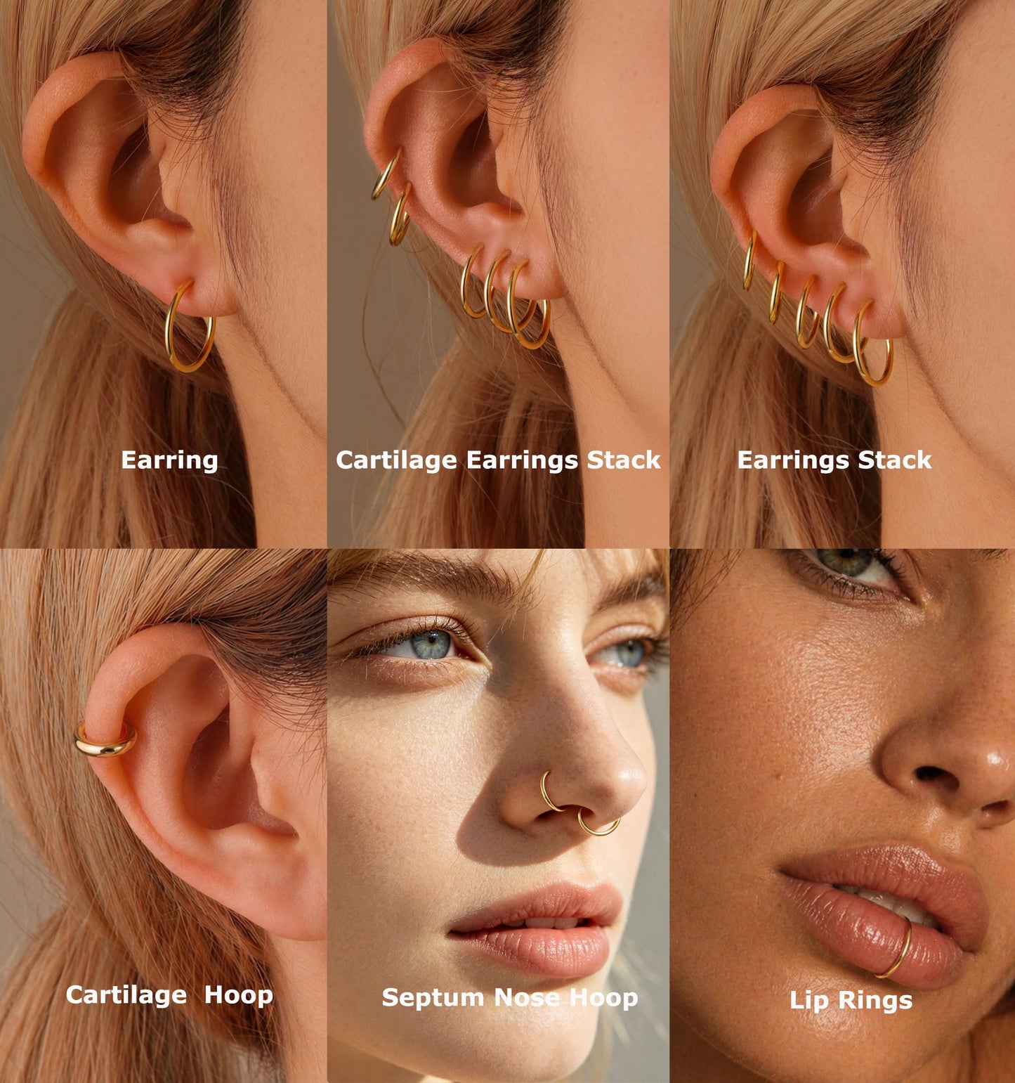 PLOMFOV Clip On Hoop Earrings for Women Small Rose Gold Plated Clip On Earrings Women Fake Hoop Earrings Non Pierced Earrings 14mm-18mm