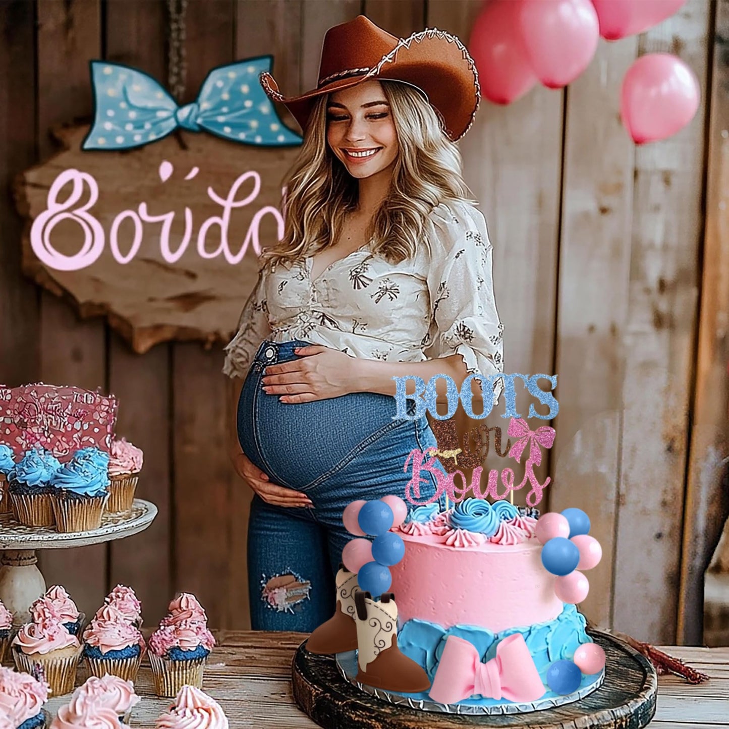 Boots or Bows Gender Reveal Cake Decorations Boy or Girl Gender Reveal Theme Cake Decorations Baby Shower Boys Or Girls Party Supplies