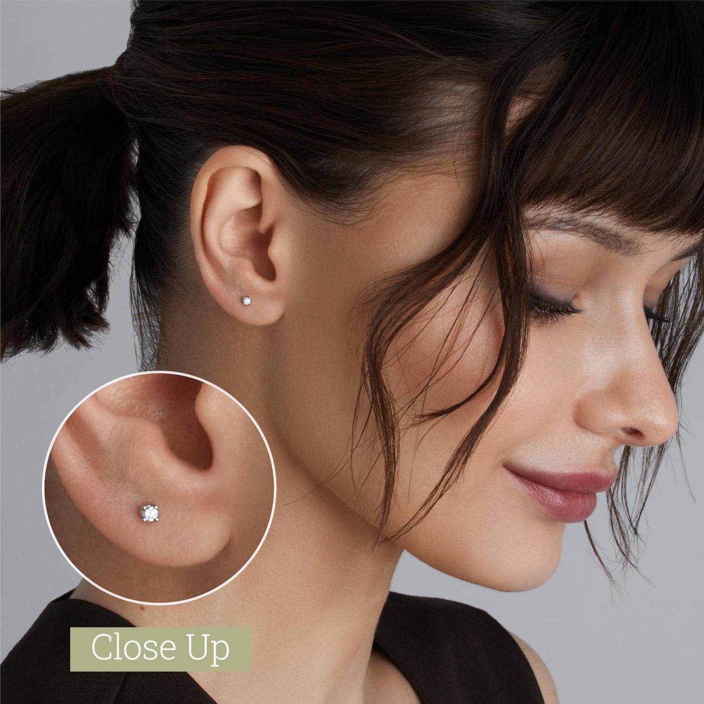 Gilded 1/10 ct. T.W. Round Lab Diamond Stud Earrings for Women | 925 Sterling Silver Studs | Hypoallergenic Fine Jewelry | 4-Prong Basket, Push Back Nut | SI1 Clarity, F Color, Round Cut