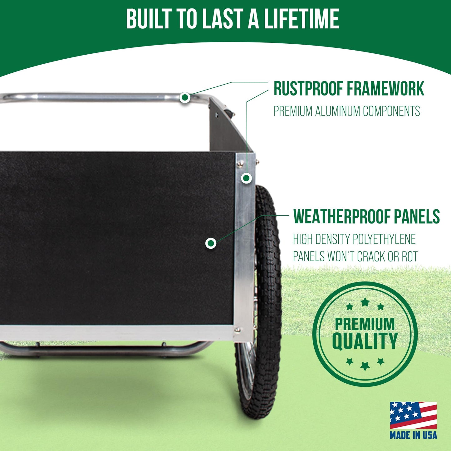 Smart Carts Ultimate Gardener Cart with 7 CF Capacity, Large 20-Inch Wheels for Effortless Maneuverability, and Aluminum Frame That is Strong, Lightweight, and Rustproof