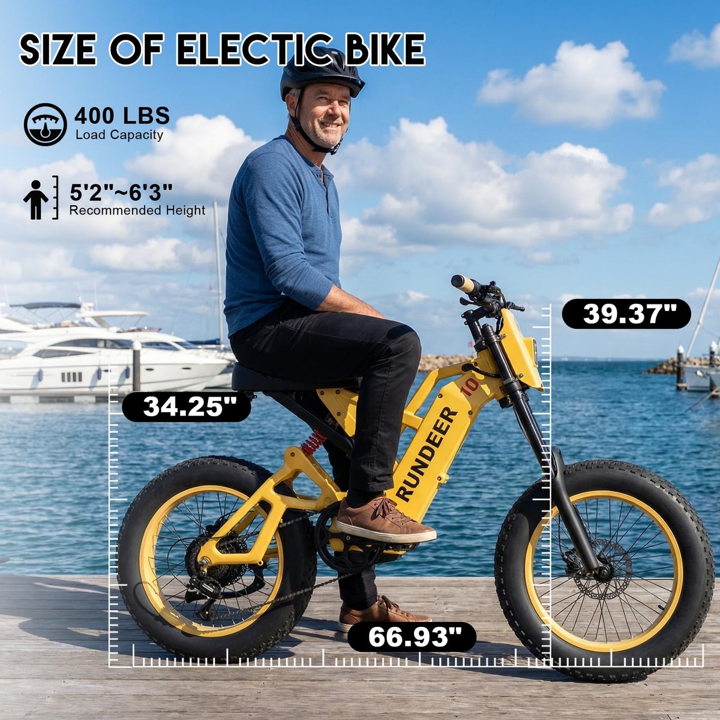 RUNDEER Electric Bike for Adults,20" Fat Tire Electric Dirt Bike,100-50 Miles Electric Motorcycle Ebikes,6000/4000/3000W Peak Motor E-Bikes,Full Suspension,3-Year Support (3000W+48V20Ah)