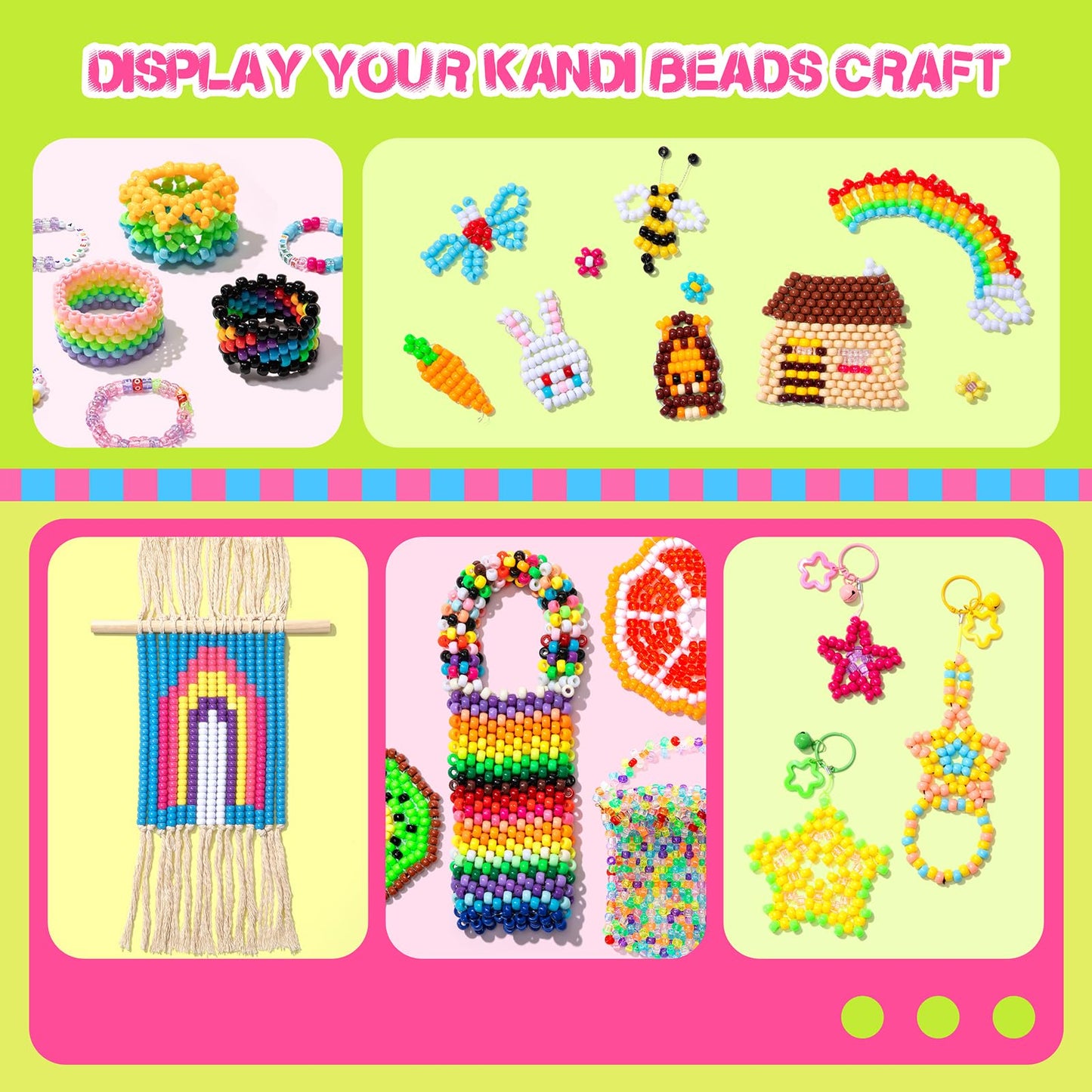Simetufy 14000Pcs Pony Beads Bulk, 50 Colors 6x9MM Kandi Beads for Hair Braiding Bracelet Making Jewelry Key Chains DIY Crafts Christmas Gifts (8LB, Shock Resistant Package)