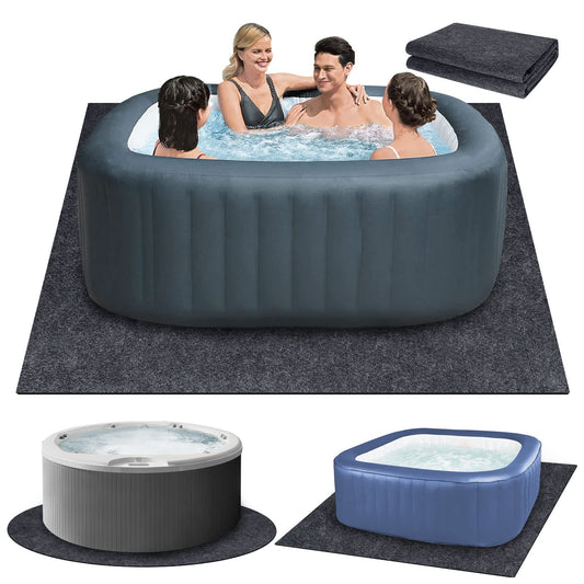 90 * 90 inch Hot Tub Pad, Inflatable Hot Tub Mat - Outdoor/Indoor, Waterproof Slip-Proof Backing, Absorbent Spa Pool Ground Base Flooring Protector