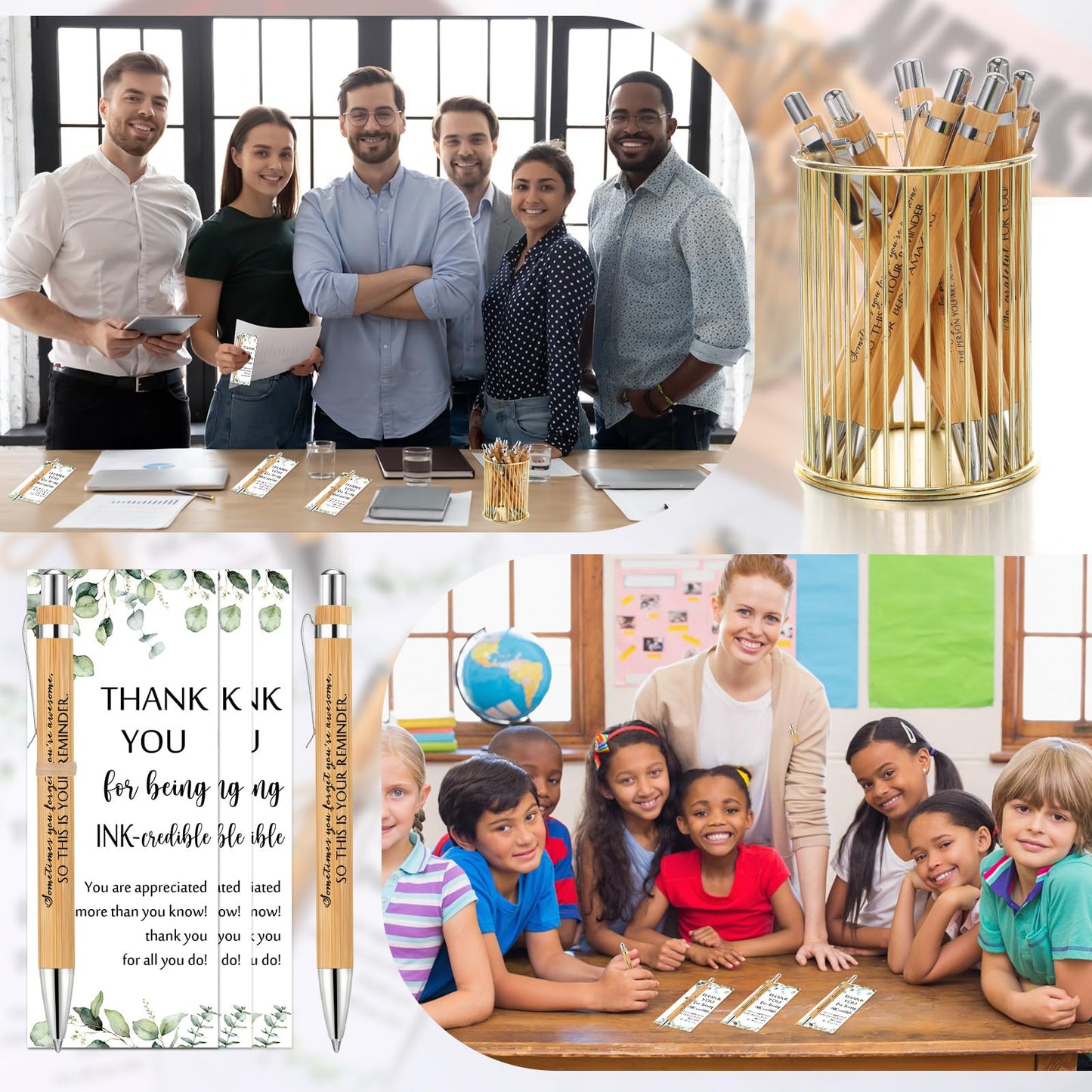 Yeaqee 36 Sets Employee Appreciation Gift Bulk Thank You Inspirational Bamboo Pen with Card Appreciation Gift for Nurse Teacher Admin Professional Volunteer Coworker Staff (Your Reminder)