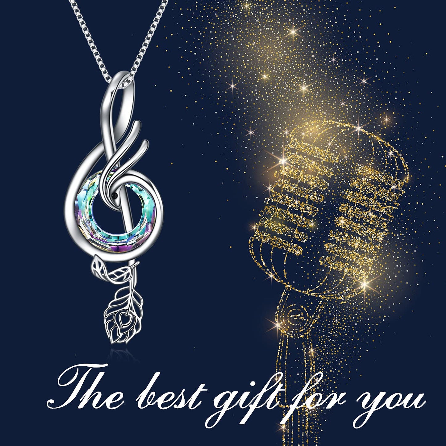 TOUPOP Music Necklace Sterling Silver Phoenix Necklace with Purple Circle Crystal Musical Notes Jewelry Gifts for Women Birthday Christmas