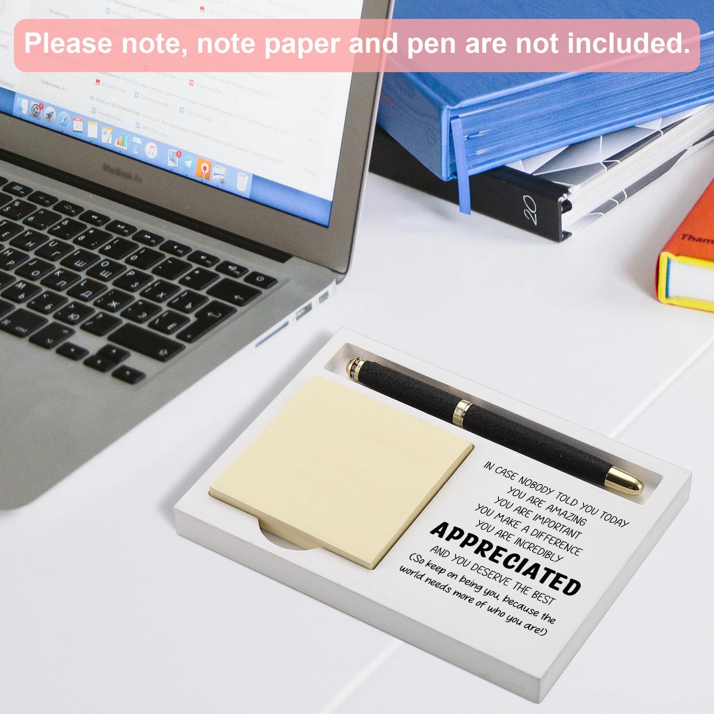 Appreciation Desk Organizer for Coworker Boss Friend, You are Amazing Motivational Gift, Pen and Sticky Note Holder for Office Decor, Birthday, Thank You - FTB319