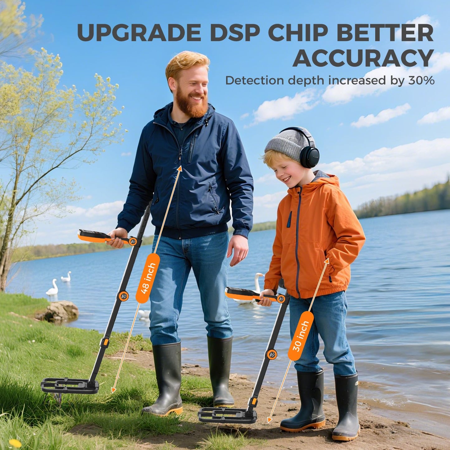 Foldable Professional Metal Detector for Adults, Higher Accuracy Gold Silver Metal Detectors Kit with LCD Display, 5 Modes, Advanced DSP Chip 10" Coil,Headphones, Carry Bag, 4-in-1 Shovel