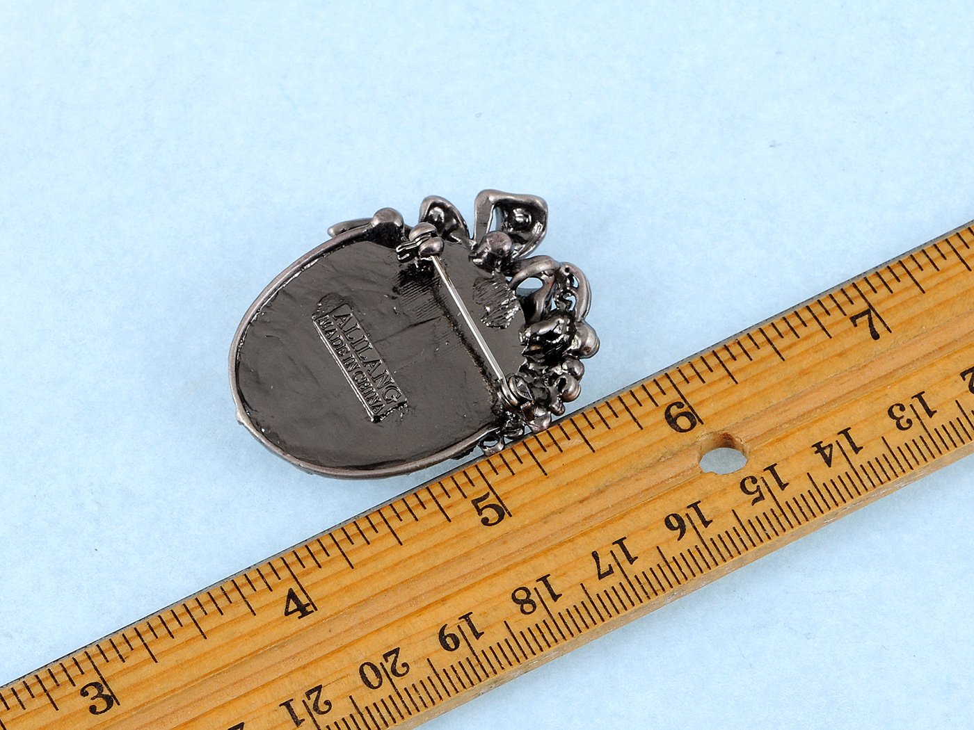 Alilang Vintage Inspired Crystal Rhinestone Victorian Lady Cameo Brooch Pin Maiden Flower Ribbon Bow Pendant Grey