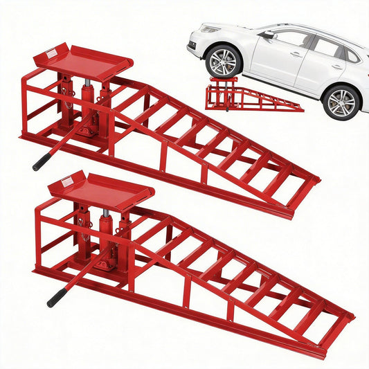 2 Pack Hydraulic Car Ramps for Oil Changes, 5 Ton/11000 LB Heavy Duty Car Lift Ramp, Adjustable Lift Height 9.4" to 13.34", Low Profile Design, for Home and Garage Auto Repair