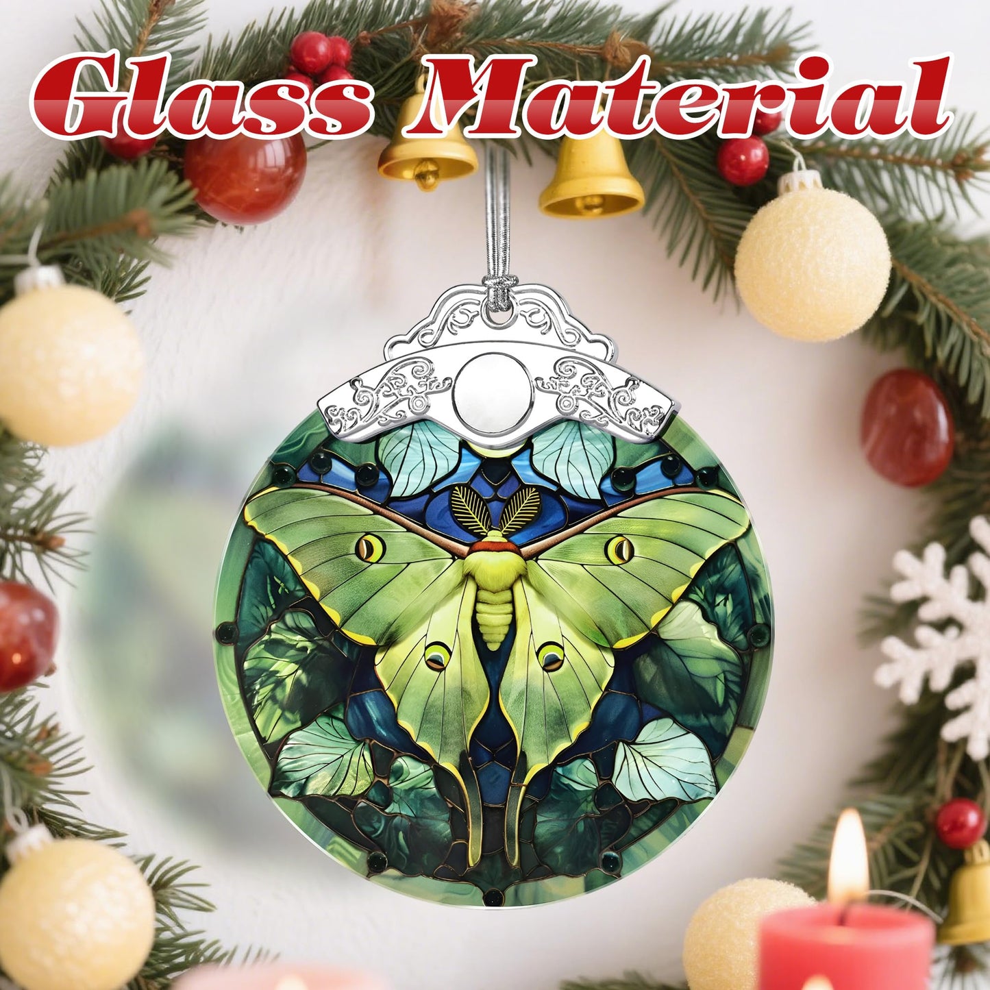 Luna Moth Ornament, Stained Glass Christmas Decorations, Christmas Ornaments for Tree, Holiday Ornament, Gifts for Moth Lovers, Holiday Party Gifts, Gift Ideas & Xmas Gift