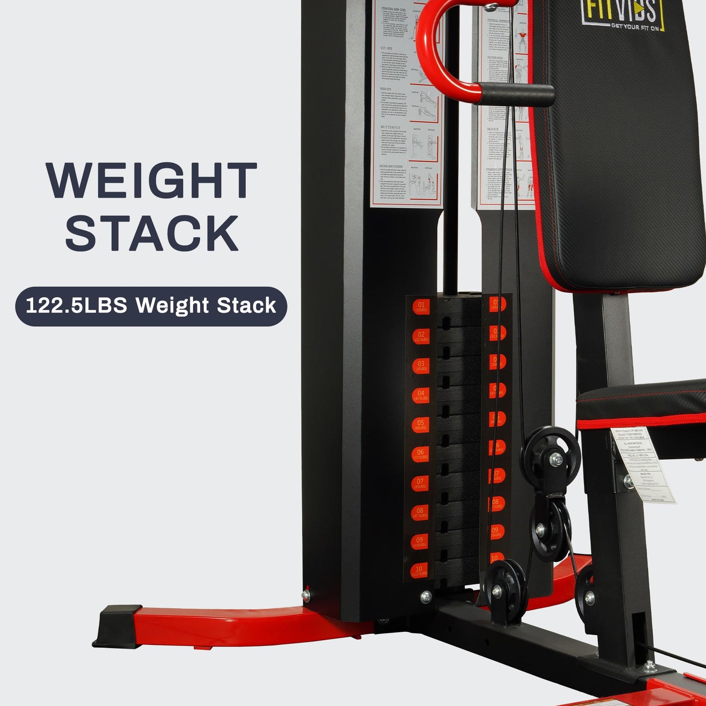 Fitvids Multifunctional Home Gym Equipment with 160 lbs Weight Stack, Full Body Workout Weight Machine, Strength Training Exercise Equipment with Pulley System & Leg Press, All-in-One Workout Station