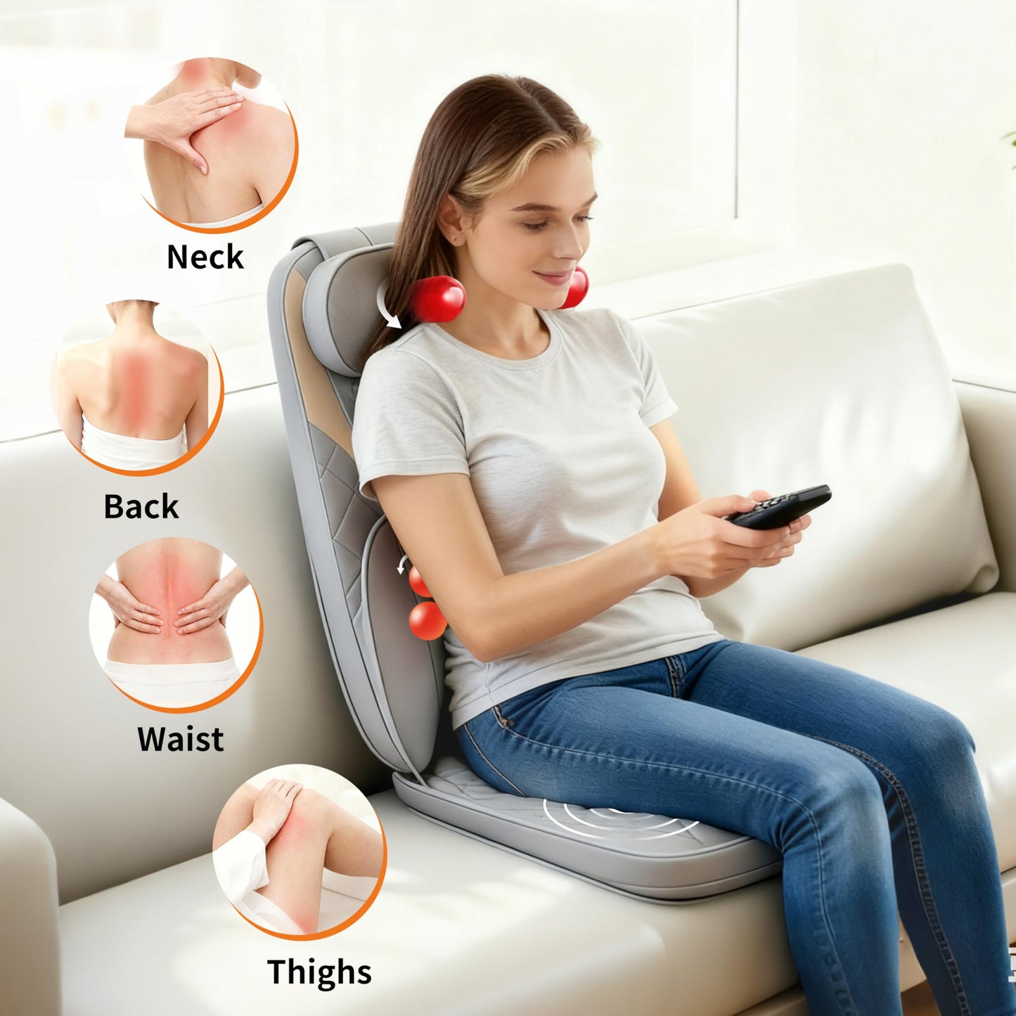 FIRRLUCO Shiatsu Neck and Back Massager with Heat,Back Massager for Pain Relief Deep Tissue,Back Massager for Chair, Adjustable Neck Massage with 20 Kneading Nodes,Christmas Gifts for Women Men