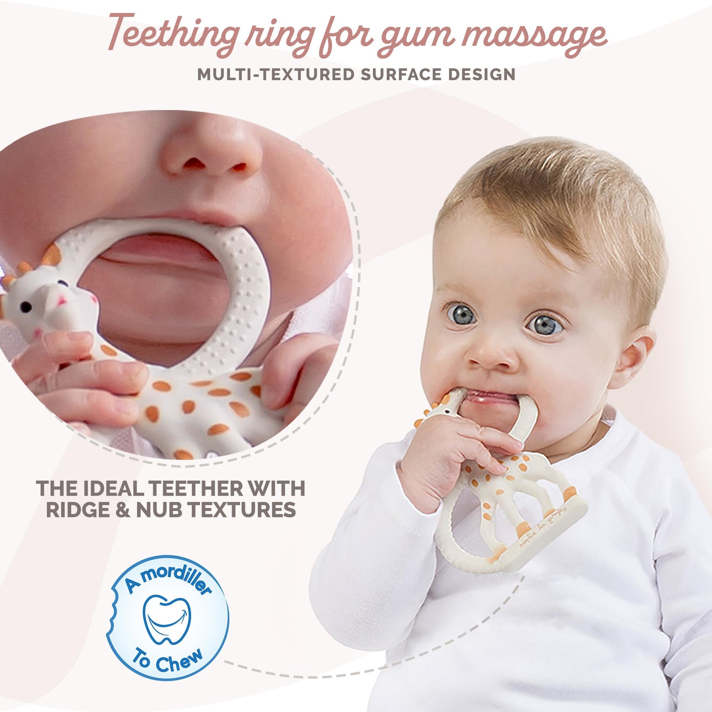 Sophie la girafe Teething Ring | Made from Natural Rubber | Designed for Teething Babies | Awaken All 5 Senses | Easy to Clean