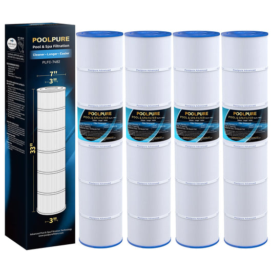 POOLPURE C-7482 Pool Filter Replaces Jandy CL580, CV580, PJAN145, Ultral-A10, Unicel C-7482, Filbur FC-0820, A0104100, R0357900, Filbur FC-6415, SD-01109, 145 sqft Filter Cartridge 4 Pack