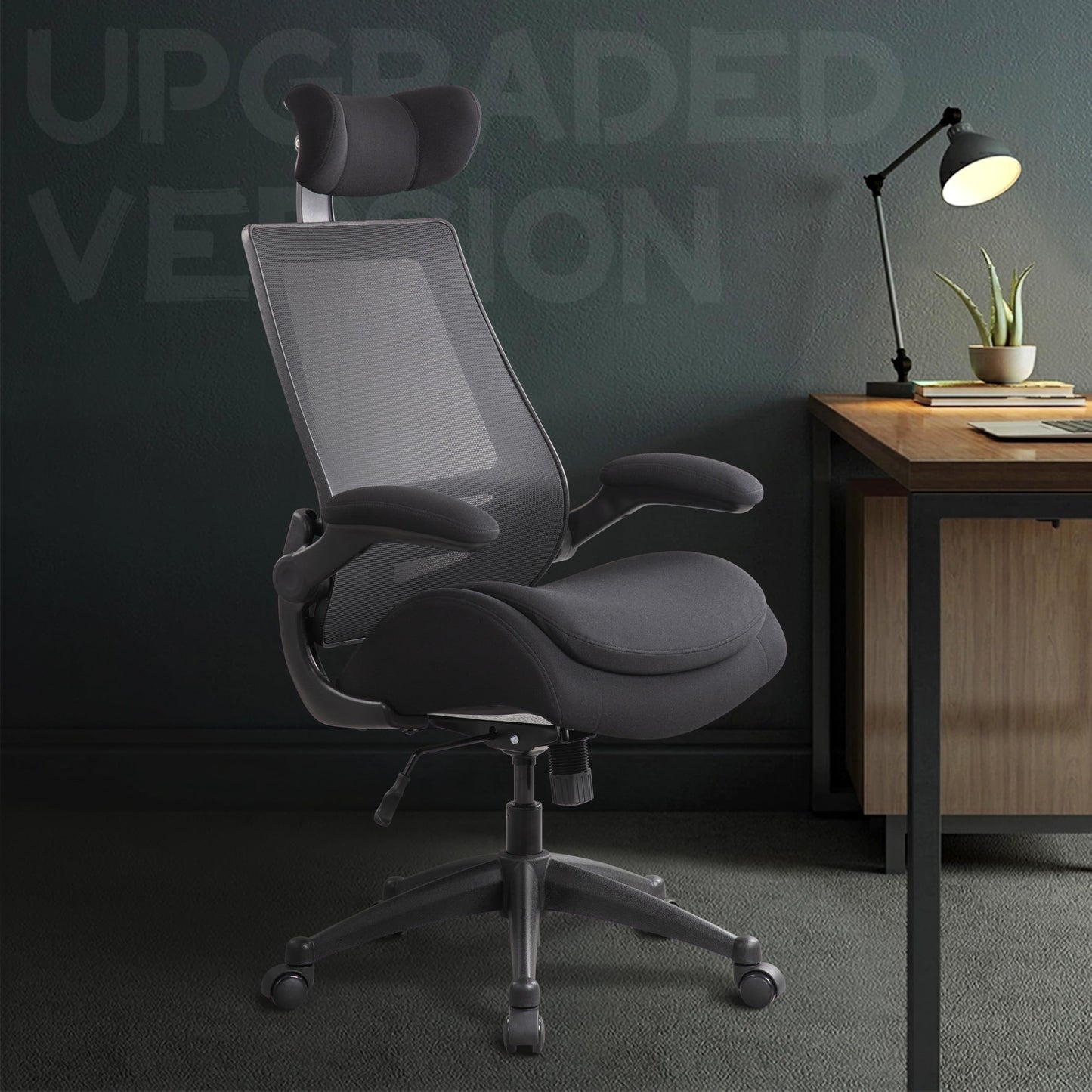 BOLISS 400lbs High Back Ergonomic Mesh Computer Office Desk Chair with Super Soft Adjustable Arms Molded Foam Double Seat Cushion Lumbar Support(Black)