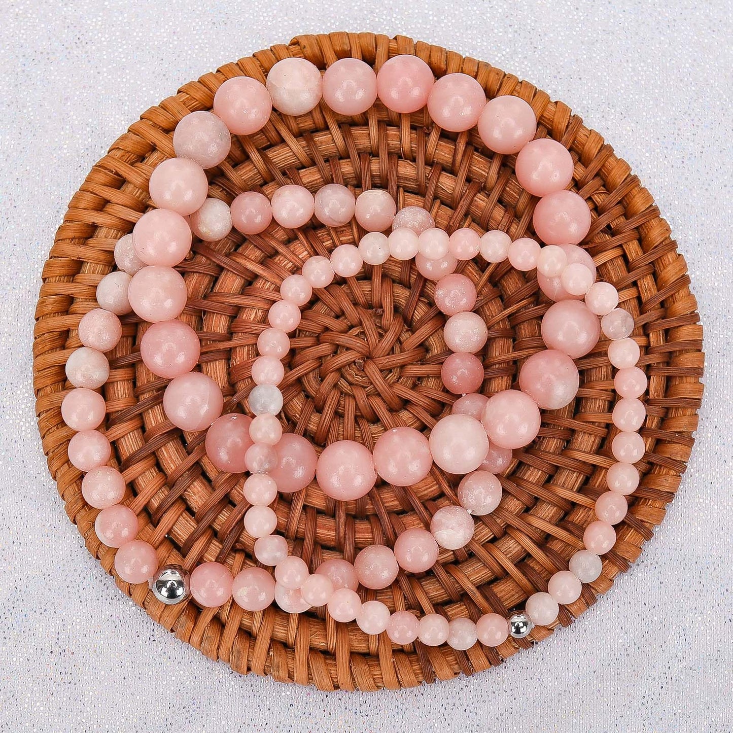 BONNY BOXX 8mm Natural Stretch Pink Opal Bracelet for Unisex, Handmade Elastic Healing Crystal Gemstone Bracelet Yoga Stress Relief Gift for Men Women