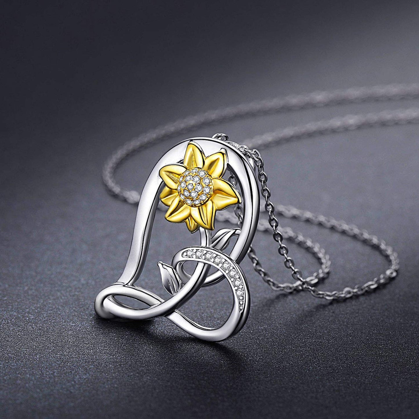 Eetaitai Sunflower Necklace for Women Sterling Silver Heart Necklace sunflower Jewelry Birthday Christmas Gifts for Wife Daughter Girlfriend
