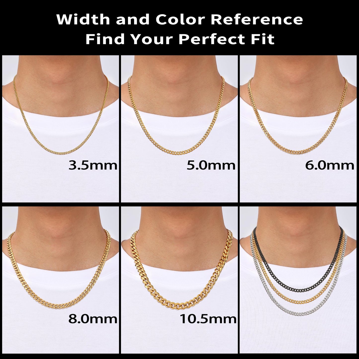 Fiusem 3.5mm Gold Chains for Men, 18K Gold Plated Mens Necklace Chains, Stainless Steel Cuban Link Chain Necklace for Men and Women, Mens Chains 24 Inch