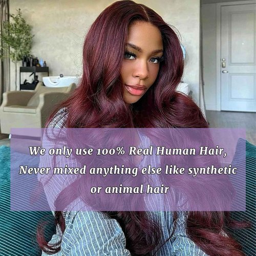 DSEKCAIN 99J Human Hair Bundles Body Wave Burgundy Dark Red Wine Color Body Wave Bundles 100% Real Human Hair And True To Length 10 12 14 Inch 3 Pcs/Pack